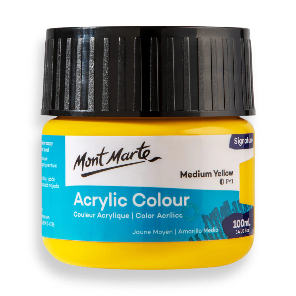 3W-qj-JXheVj4m8qdp5.webp Mont Marte Acrylic Colour Paint 100ml Medium Yellow - Image 1