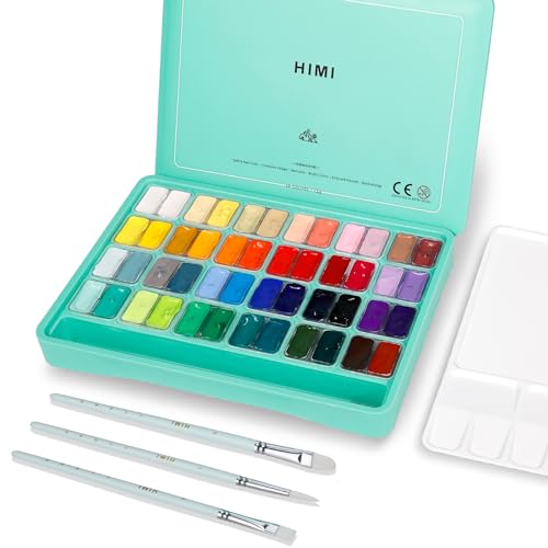 41G31cWVaWL._SL500_ HIMI Twin Cup Jelly Gouache Paint Set 12ml 48 Colors - Image 1