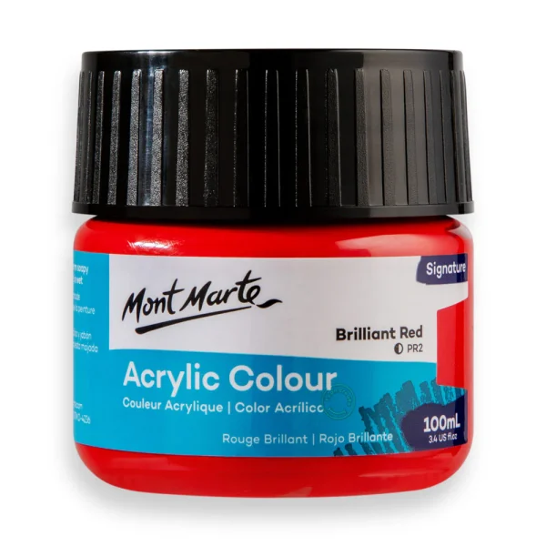Mont Marte Acrylic Colour Paint 100ml Brilliant Red