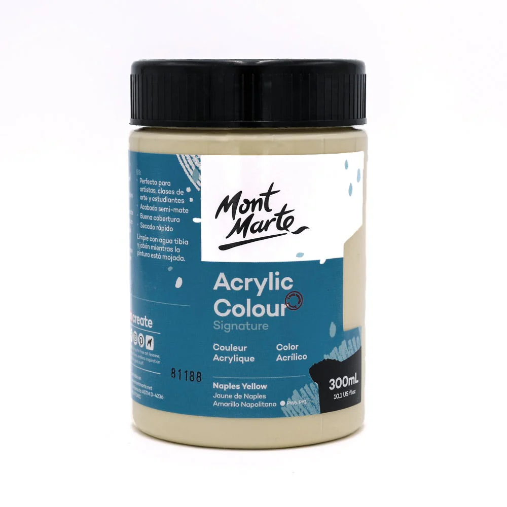 C7B2VW1vSJDBHqHU0Ij.webp Mont Marte Acrylic Colour Paint 300ml Naples Yellow - Image 1
