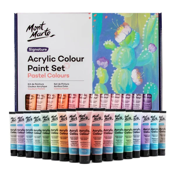 Mont Marte Acrylic Colour Pastel Paint Set 48pc x 36ml