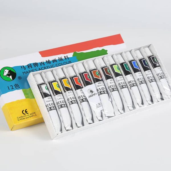 Maries Acrylic Colour Paint Set 12ml 12pc