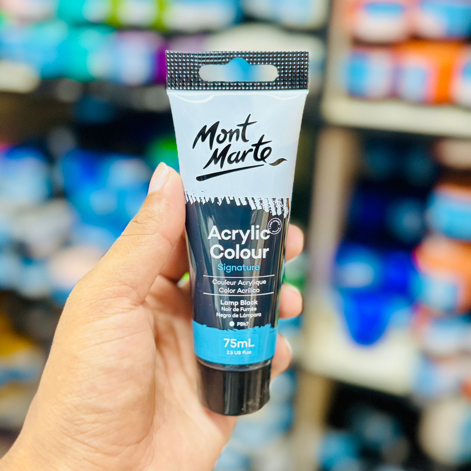 JciE9Q6SQ48TeBL3XTk.jpg Mont Marte Acrylic Colour Paint 75ml- Lamp Black - Image 1