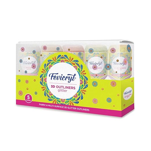 K_QWaX15XrO7K3m_Emw.jpg Fevicryl 3D Outliners Glitter Kit 20ml x 5 - Image 1