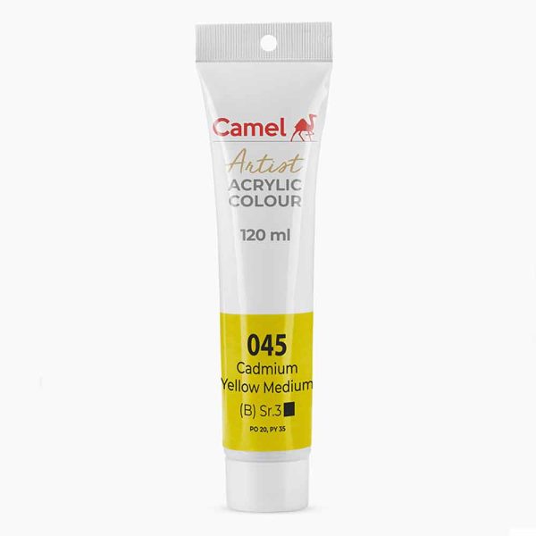 Camel Artists Acrylic colour paint 120ml -Cadmium yellow Medium