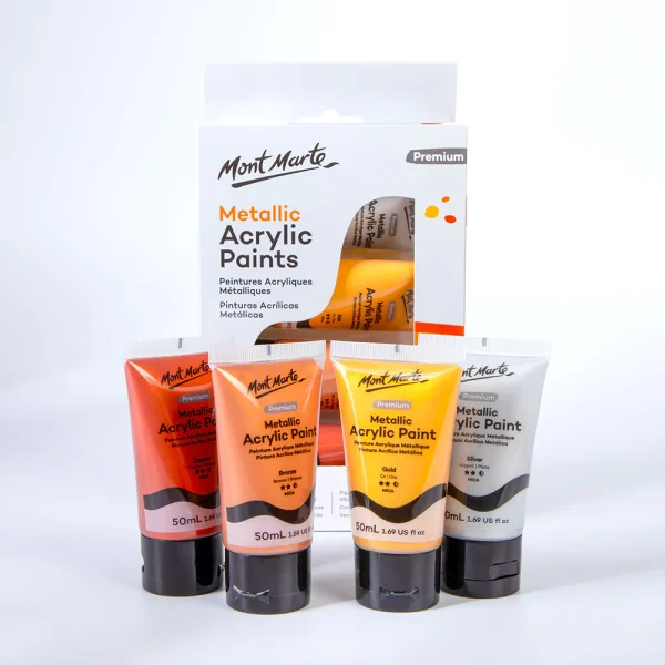 Mont Marte Metallic Acrylic Paint Set 50ml 4pc