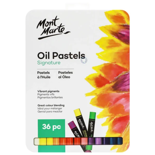 Mont Marte Oil Pastels 36pc Set Tin Box