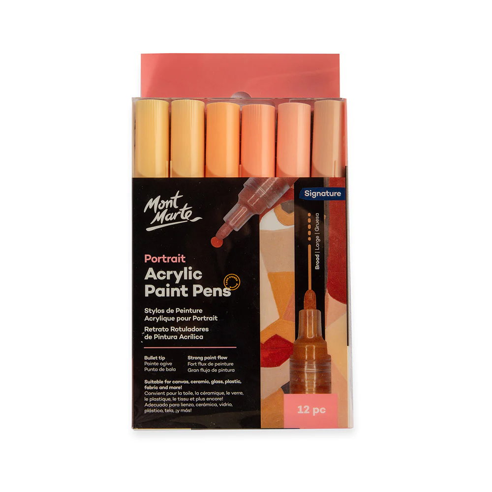 PVUd54OUlXCUtPUUP04.jpg Mont Marte Portrait Acrylic Paint Pens Broad 12pc - Image 1