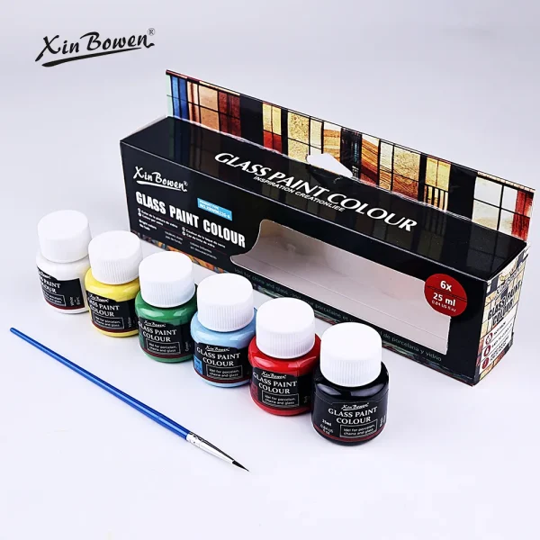 Xin Bowen Glass Paint 6 Colour 25ml
