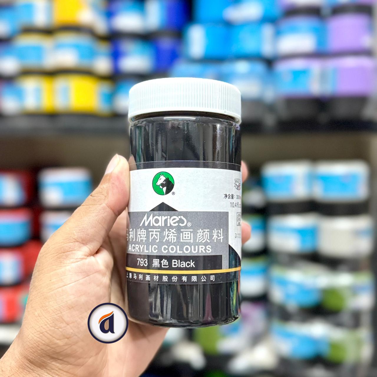 R4TuRGRCex5afIF50mi.jpg Maries Acrylic Colour 300ml Black - Image 1