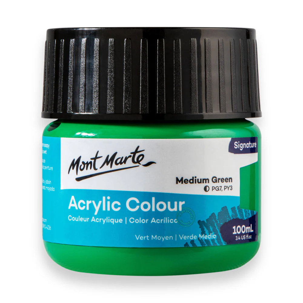 RzH8OpQxCWvR4F0M5zl.webp Mont Marte Acrylic Colour Paint 100ml Medium Green - Image 1