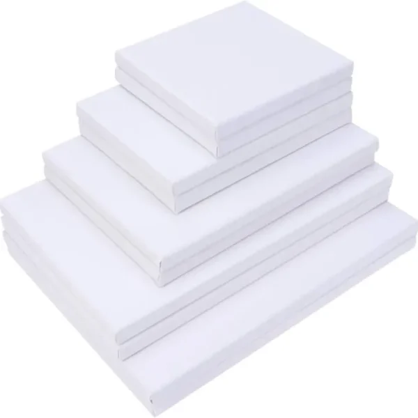 Stretched White Blank Canvas Set (4x4-5x5-6x6-8x8-10x10 inch) 5pc combo set