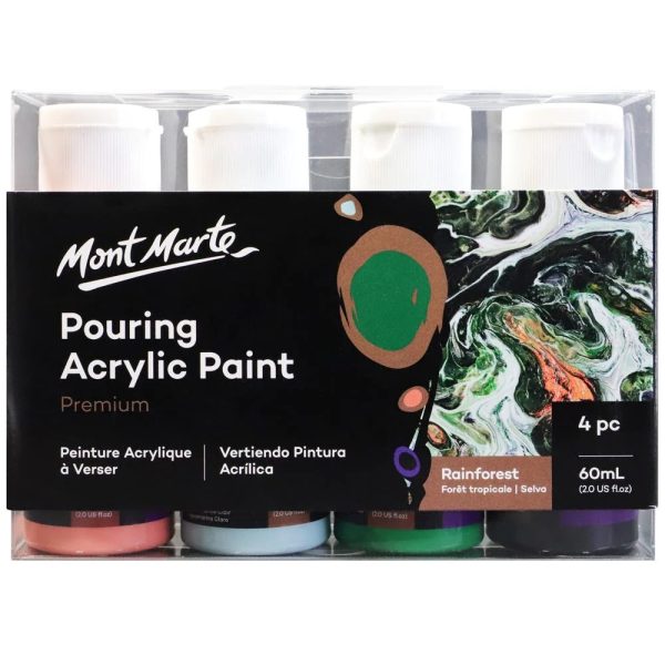Mont Marte Pouring Acrylic Paint Set 4pcx60ml Rainforest