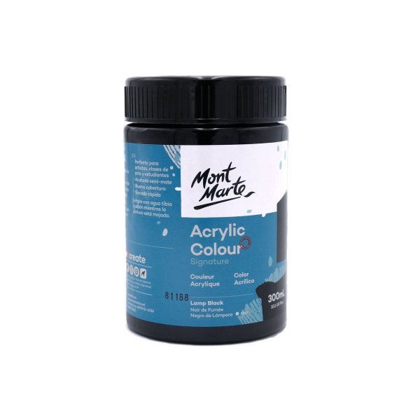 Mont Marte Acrylic Colour Paint 300ml Lamp Black