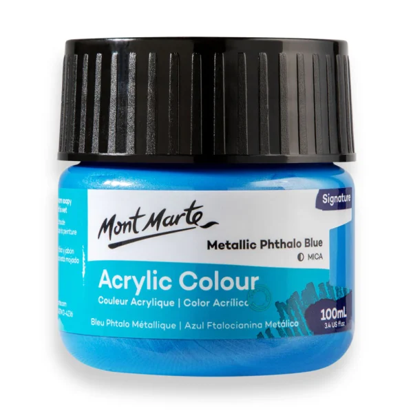 Mont Marte Acrylic Colour Paint 100ml Metallic Phthalo Blue