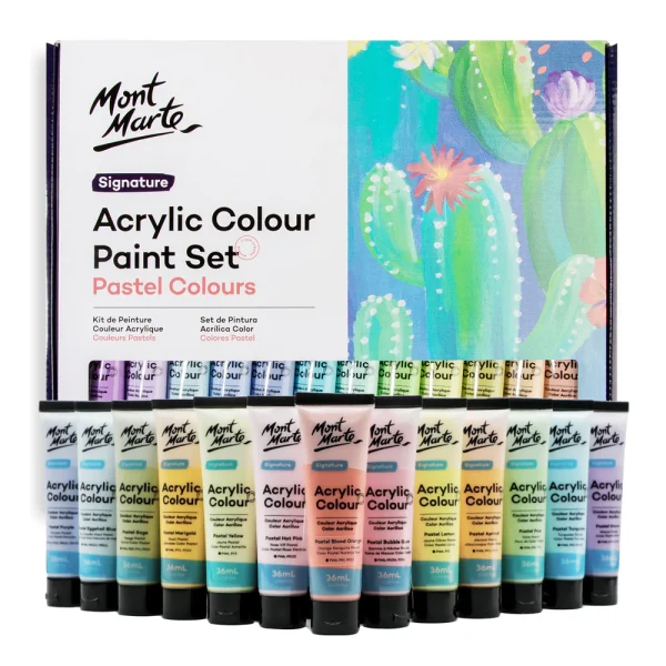Mont Marte Acrylic Colour Pastel Paint Set 24pc x 36ml