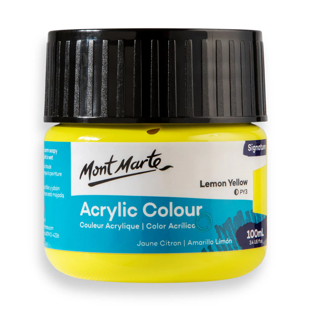 bIzmCa0smrqsWUVb_9q.webp Mont Marte Acrylic Colour Paint 100ml Lemon Yellow - Image 1