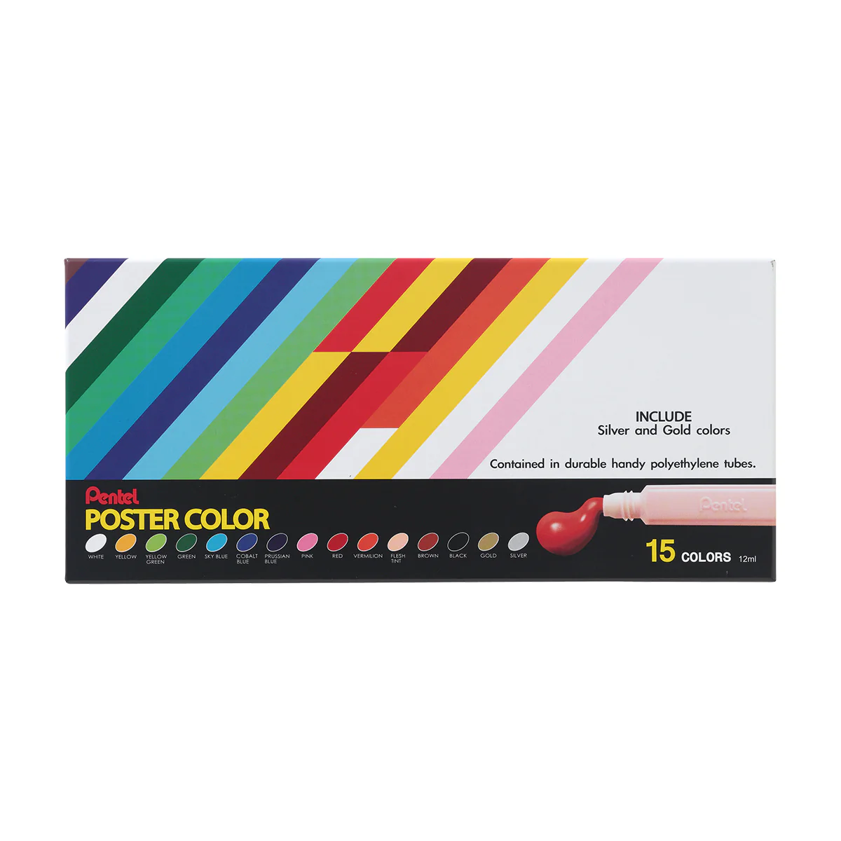 h1s1Q3U74EShgKcIsQ7.webp Pentel Poster 15 Colors Set Premium Quality 12ml Tubes - Image 1