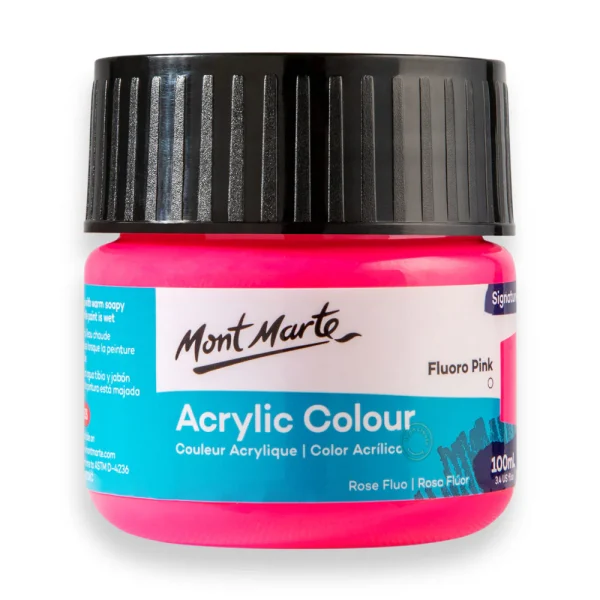 Mont Marte Acrylic Colour Paint 100ml Fluoro Pink
