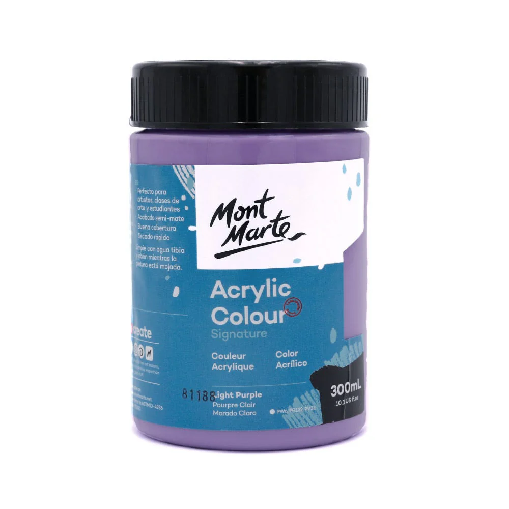 k453eMuA0pjj4eZPM9V.webp Mont Marte Acrylic Colour Paint 300ml Light Purple - Image 1