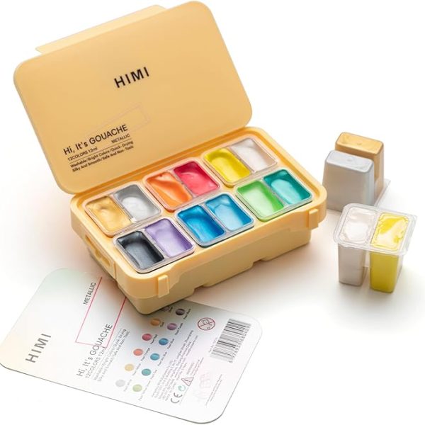 HIMI Metallic Jelly Cup Gouache Paint Set 12g 12 Colours