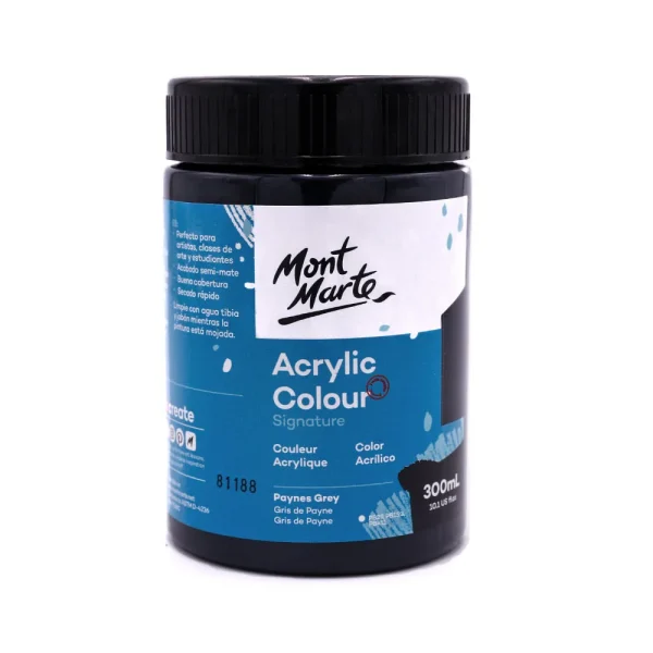 Mont Marte Acrylic Colour Paint 300ml Paynes Grey