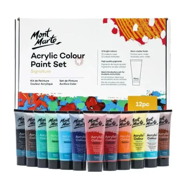 Mont Marte Acrylic Colour Paint Set 12pc x 75ml