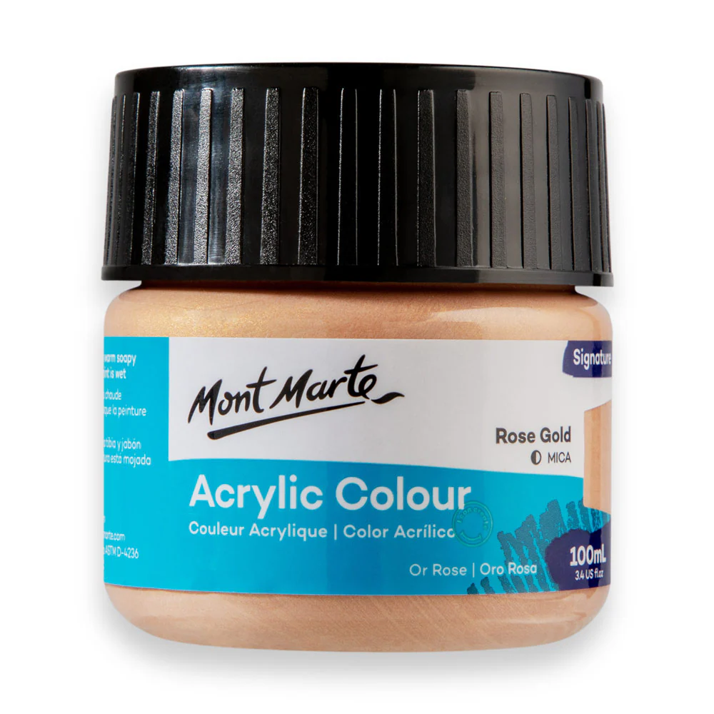 n4EgaDR7rbbLiIVaaUA.webp Mont Marte Acrylic Colour Paint 100ml Rose Gold - Image 1