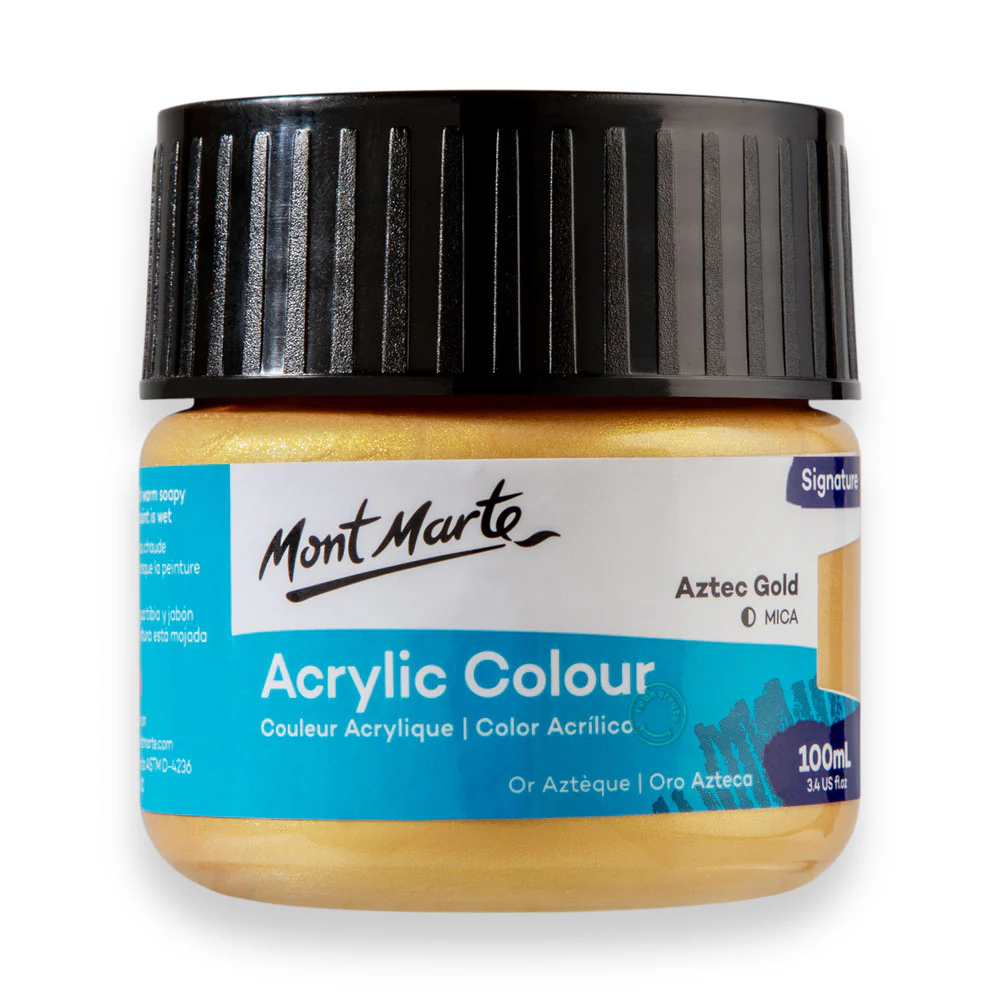 qfe67WrrWZ4abdgIExs.webp Mont Marte Acrylic Colour Paint 100ml Aztec Gold - Image 1