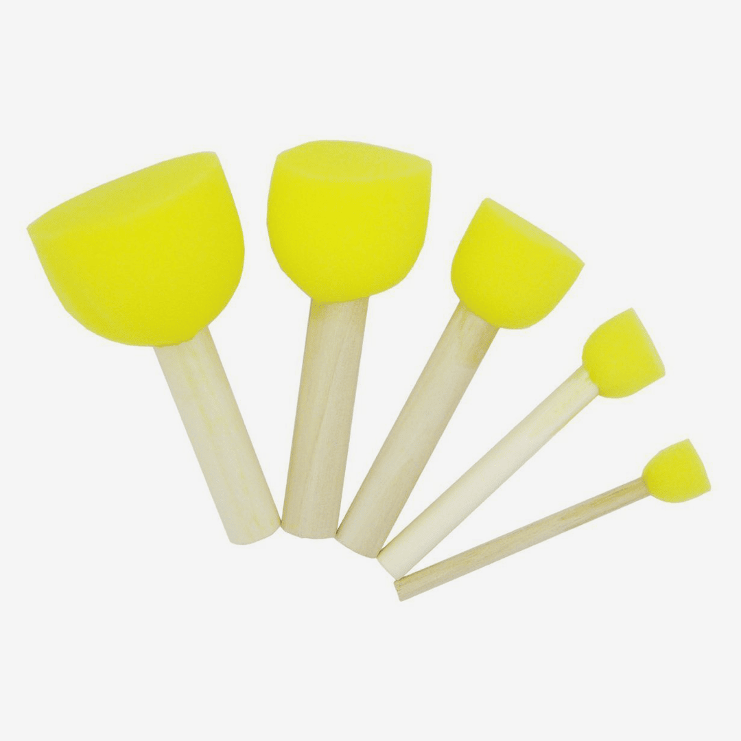 vFtHtBNkwsMqgHjRAFu Yellow Foam Brush set 5pc - Image 1