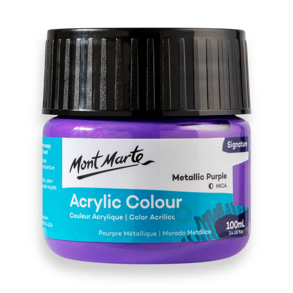 wnMIpz8vGZtb36-71Kp.webp Mont Marte Acrylic Colour Paint 100ml Metallic Purple - Image 1