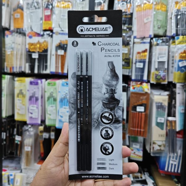 Acmelia charcoal pencil 3pes dark medium light