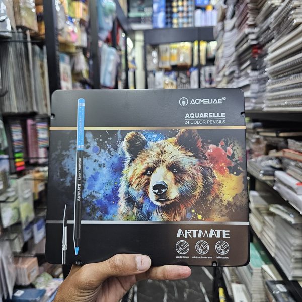 Acmeliae Artmate Watercolor 24 Color Pencils Tin Box