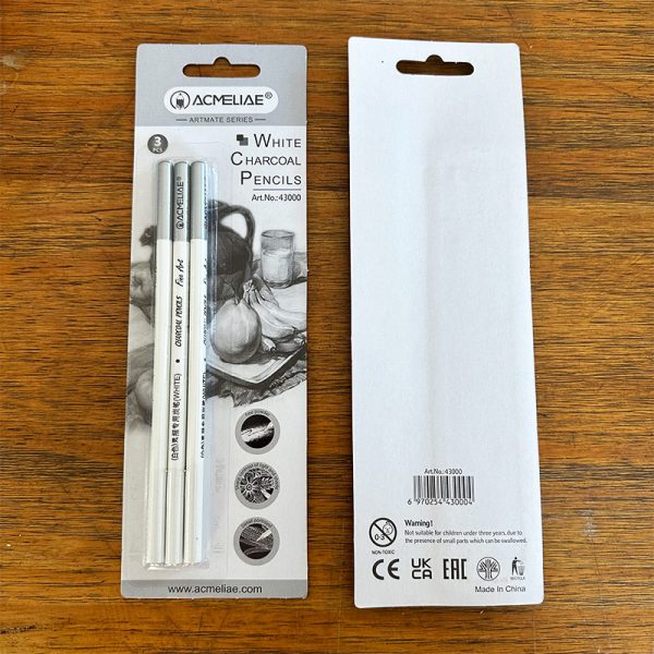 Acmeliae White Charcoal Pencil 3pes SeT