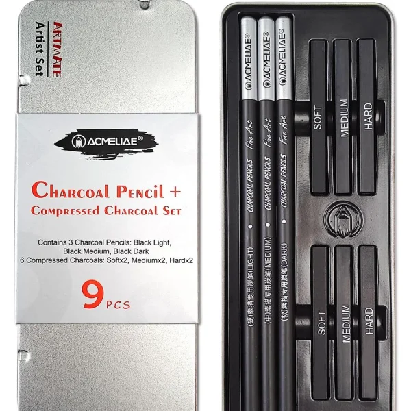 Acmeliae Artmate Charcoal Pencil+Compressed Set 9pcs