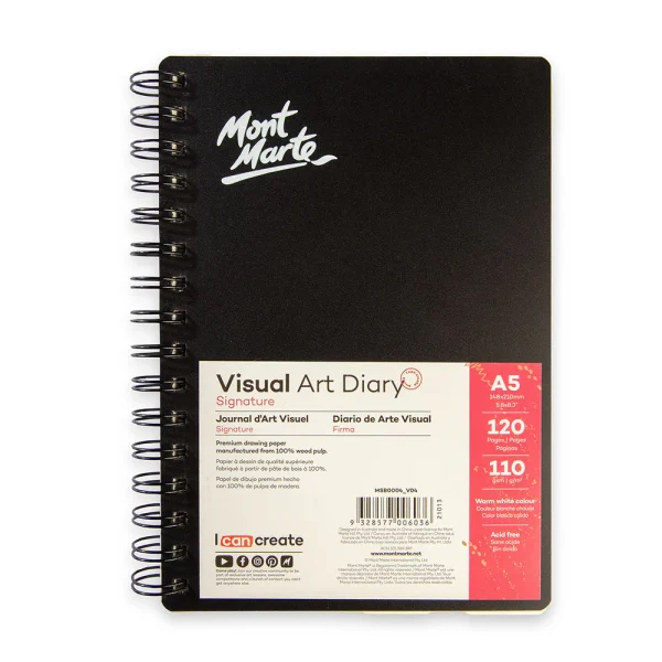 Mont Marte Visual Art Diary 110gsm A5 120 Page