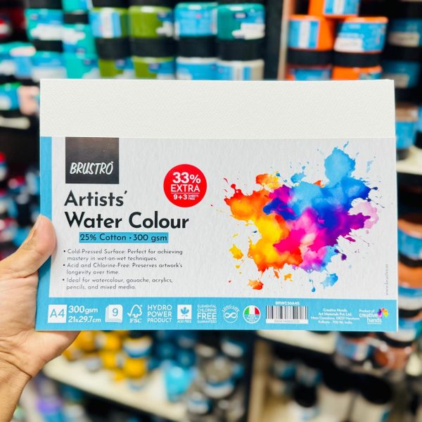 Brustro Artists Water Colour Paper A4, 300gsm, 9 sheets