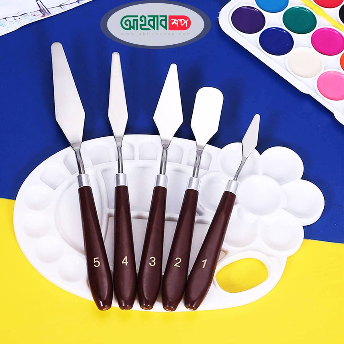 JCUSxZUNP1dTQTNHIzb.jpg Keep Smiling Artist Palette Knives Set 5pc - Image 1