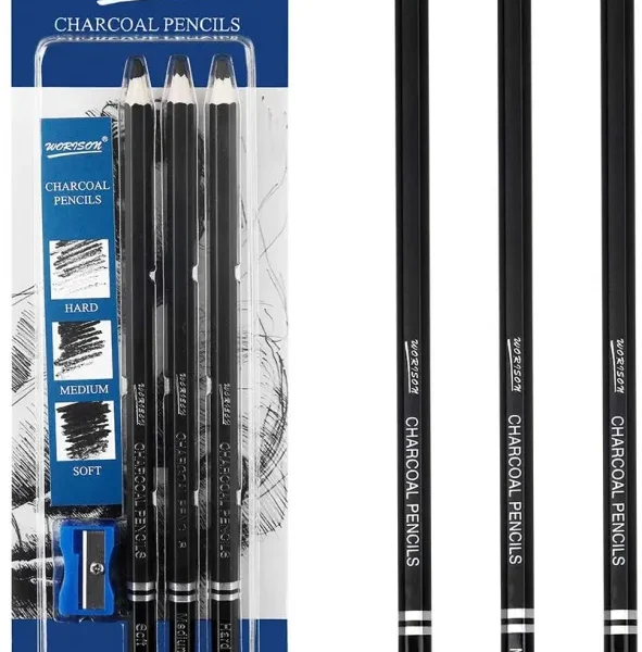 Worison Charcoal Pencil Hard -Medium-Soft 3 pce set