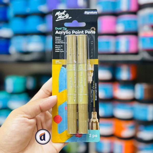 Mont Marte Dual Tip Acrylic Paint Pens Gold 2pc