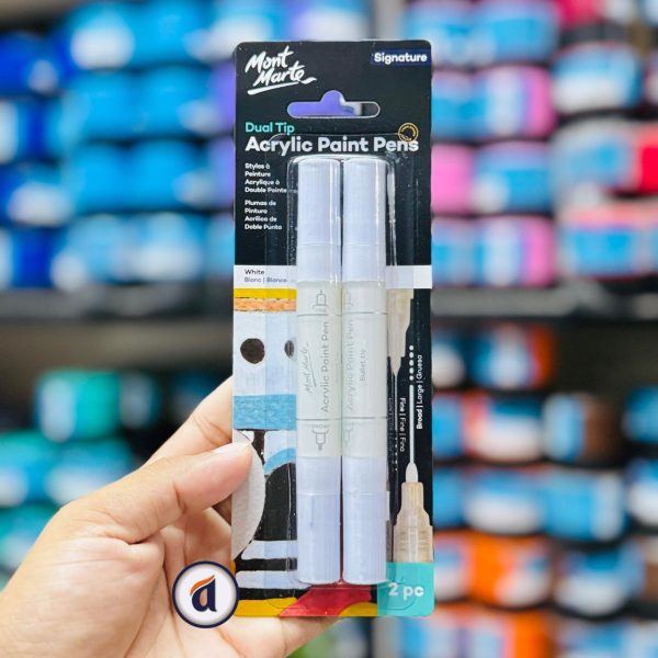 Mont Marte Dual Tip Acrylic Paint Pens White 2pc