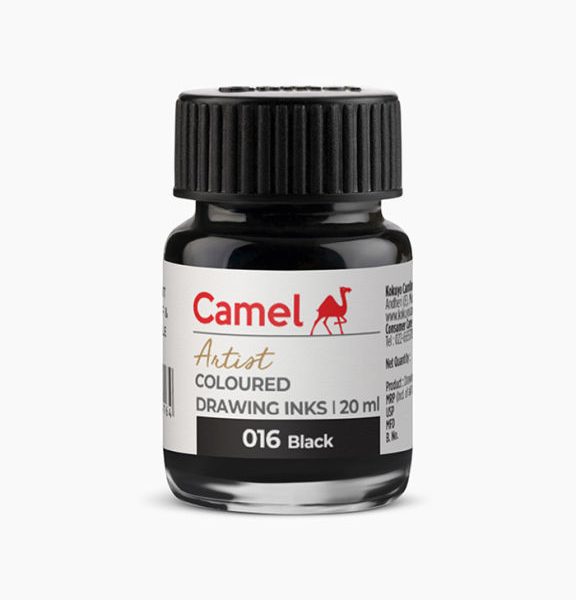 Camel  Artist Coloured Drawing Inks 20ml (Black)