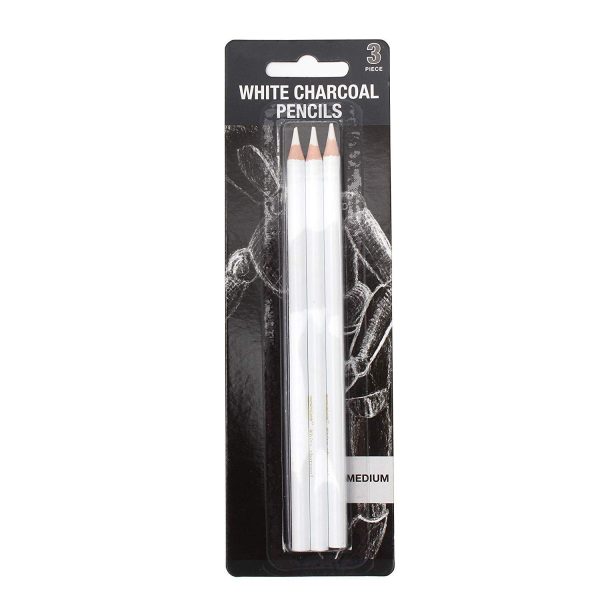 Keep Smiling White Charcoal Pencil 3pc Set