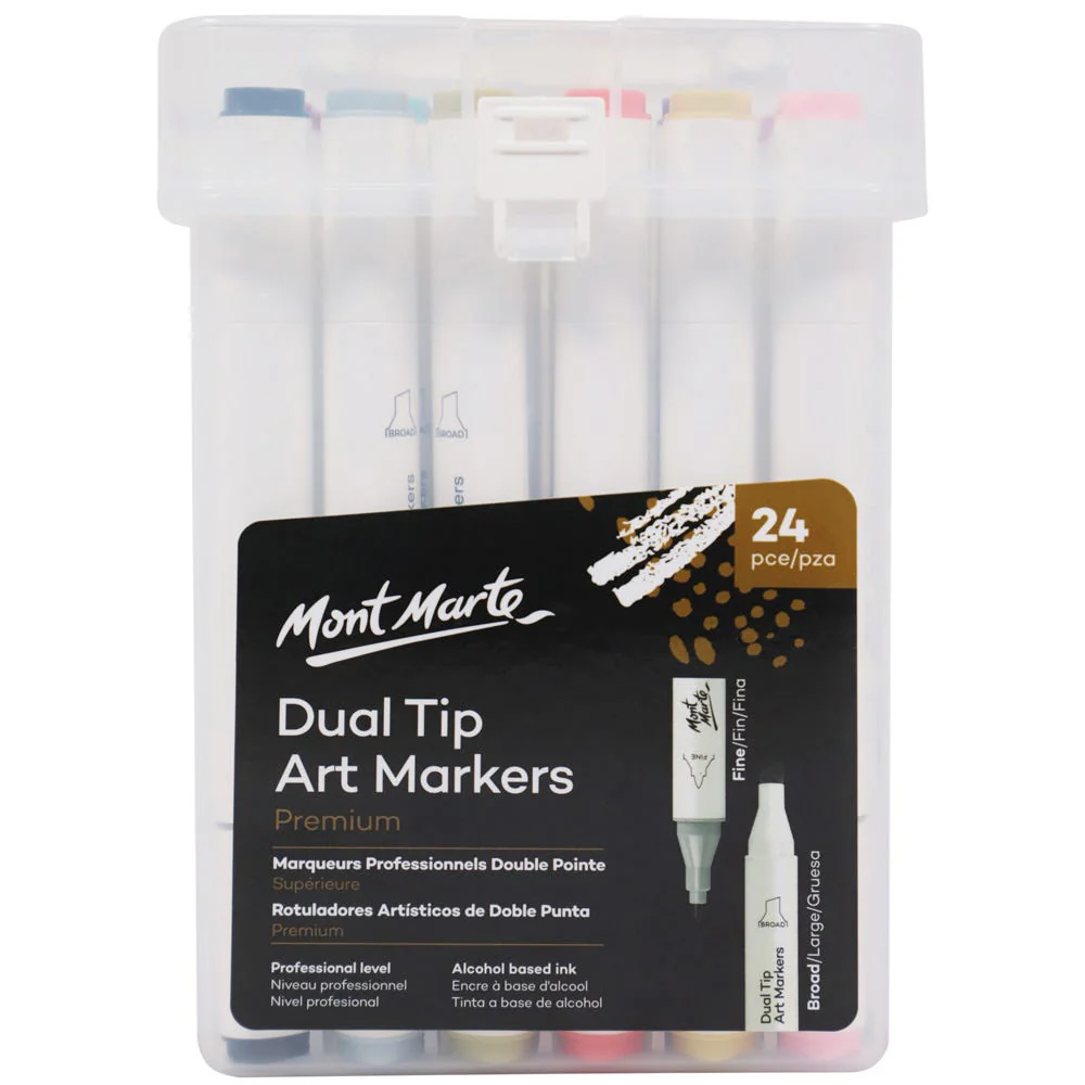 VX_yitIWpb8Ne1uDxJ.webp Mont Marte Dual Tip Art Markers 24pc - Image 1