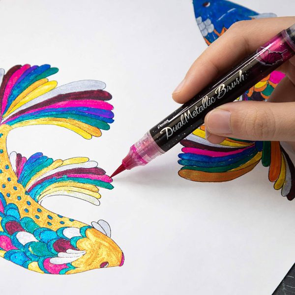 Pentel Dual Metallic Brush-Pink Plus Metallic Pink - XGFH-DPX