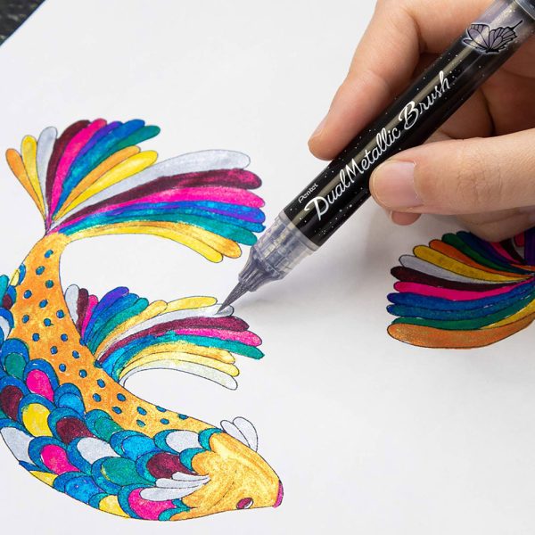 Pentel Dual Metallic Brush Pen - Silver - XGFH-DZX