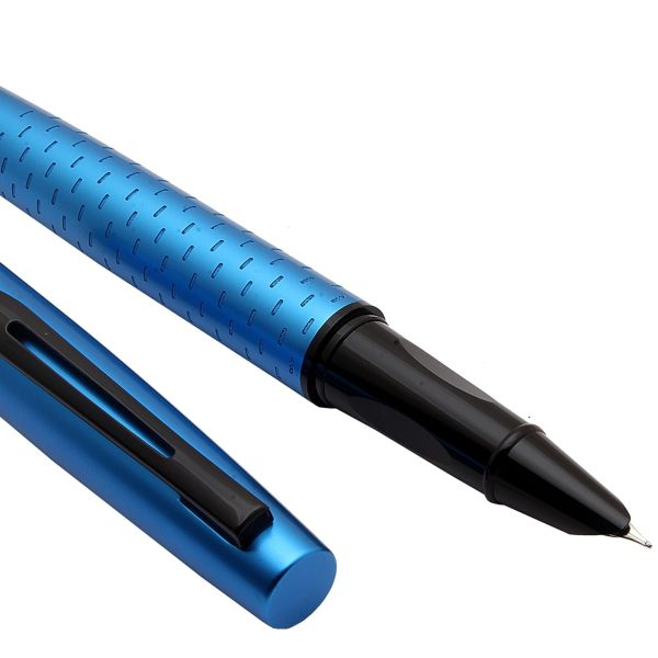 Ledos Dikawen 8076 Imperial Blue Metal Body Fountain Pen Black  Fine Nib