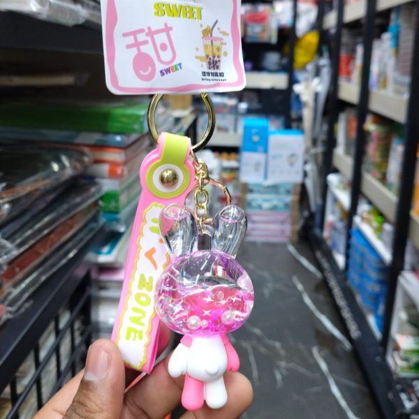 Cute Rabbit-Shaped Liquid Keychain (Pink)