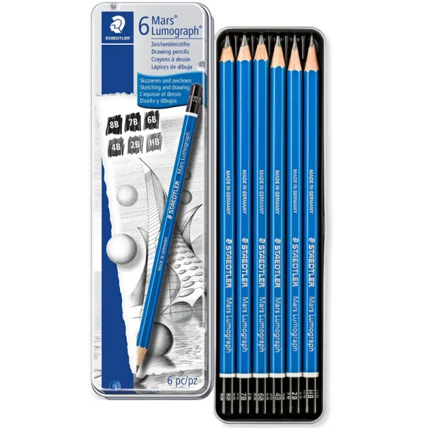 Staedtler Pencil Lumograph  set of 6 8B 7B 6B 4B 2B HB