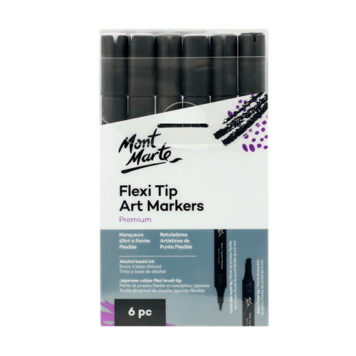 sMg_QFtw3JOUmUyB4zK.png Mont Marte Flexi Tip Art Markers Grey Tones 6pc - Image 1